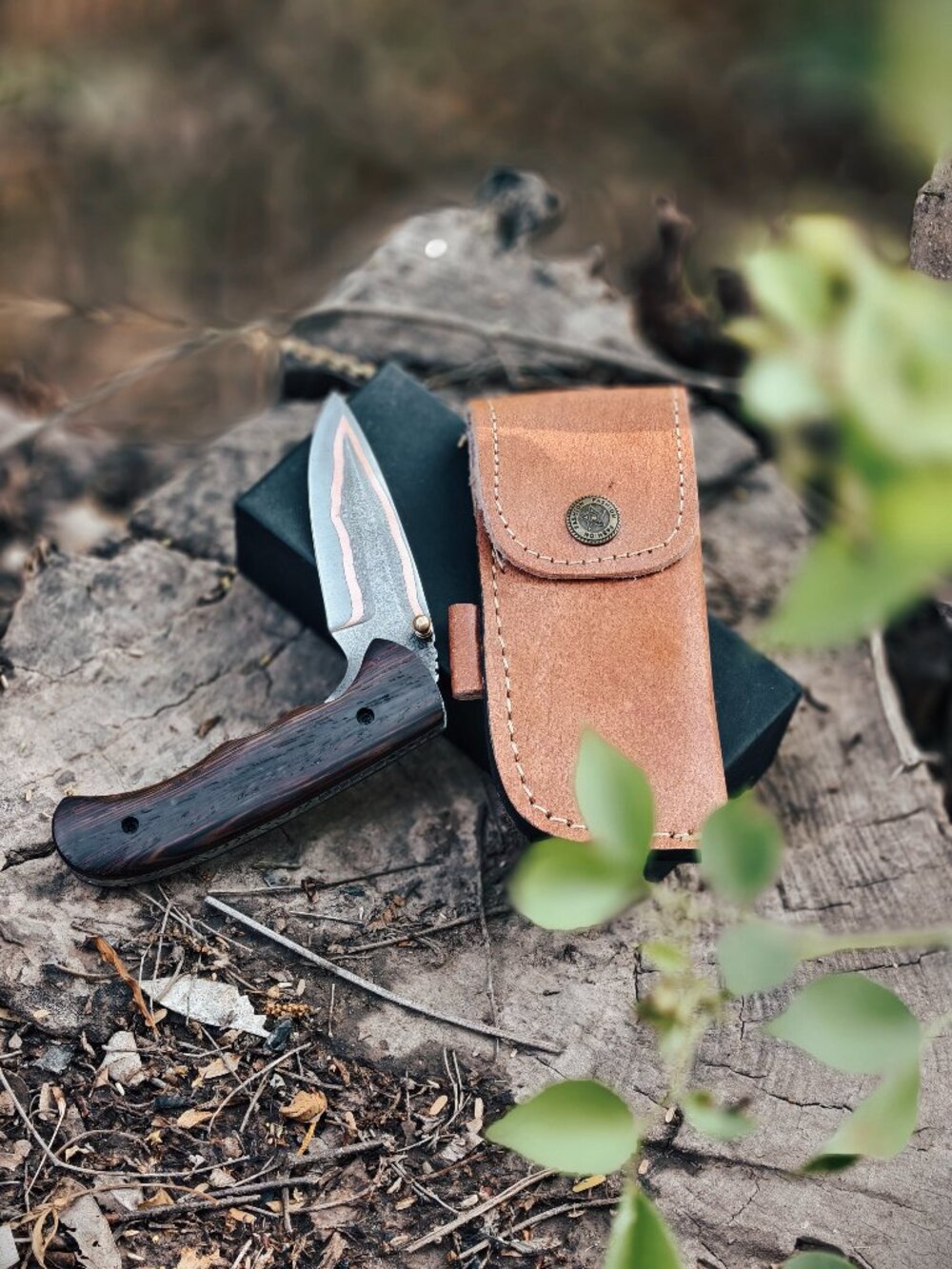 Handmade Fixed Blade Knife Leather Sheath Wood Handle Hunting EDC